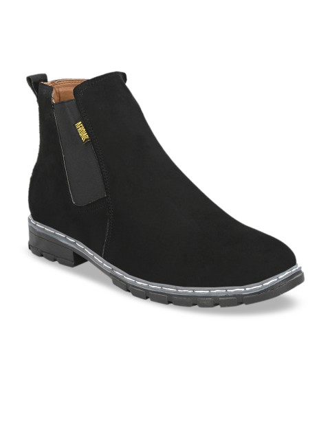 

AfroJack Men Black Solid Synthetic Suede High-Top Flat Boots