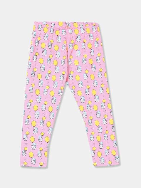 

Donuts Infant Girls Pink & Yellow Printed Ankle-Length Leggings