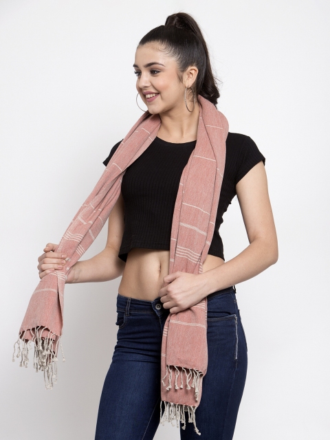 

KLOTTHE Women Rust Red & White Striped Stole
