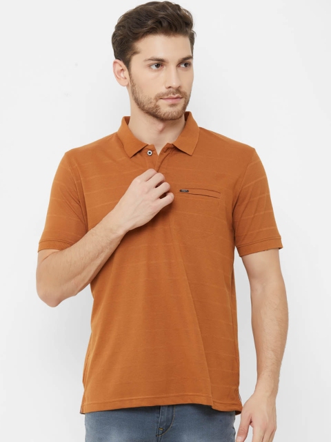 

NEXGEN CLUB Men Rust Brown Solid Polo Collar T-shirt