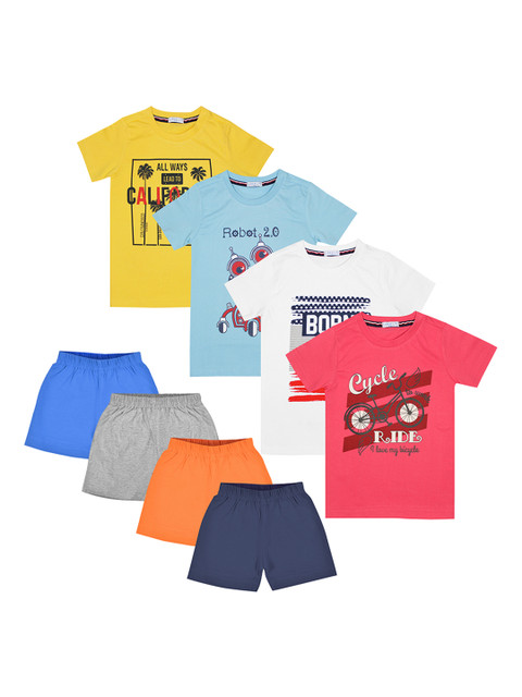 

Luke & Lilly Boys Pack Of 4 Printed T-shirt with Shorts, Multi