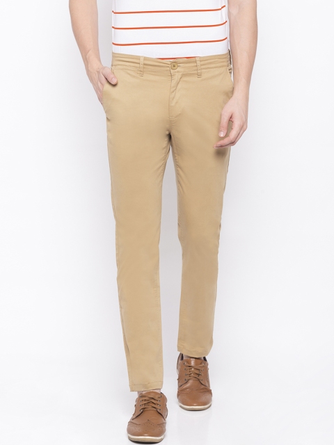

SPYKAR Men Khaki Tapered Fit Solid Regular Trousers