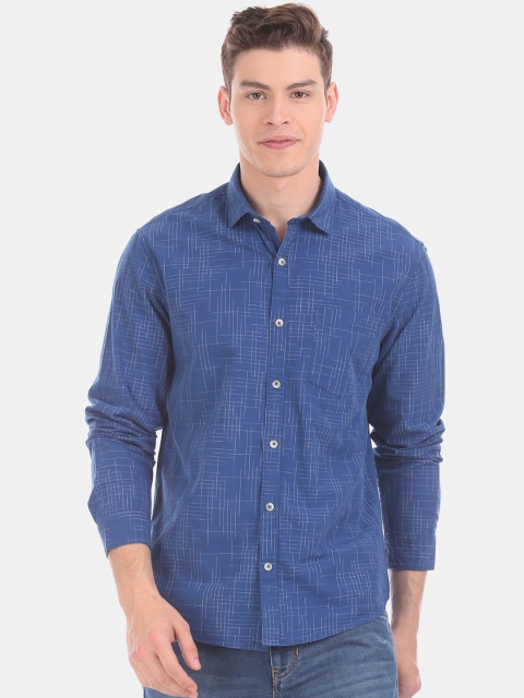 

Ruggers Men Blue Regular Fit Printed Casual Shirt