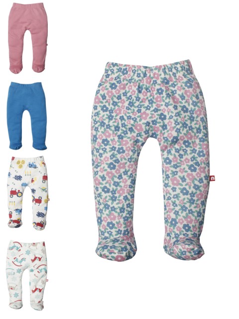 

Nino Bambino Infant Girls Set of 5 Printed Organic Cotton Leggings With Attached Booties, Multi