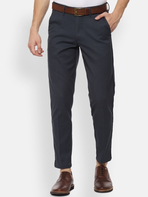 

V Dot Men Navy Blue Slim Fit Solid Regular Trousers