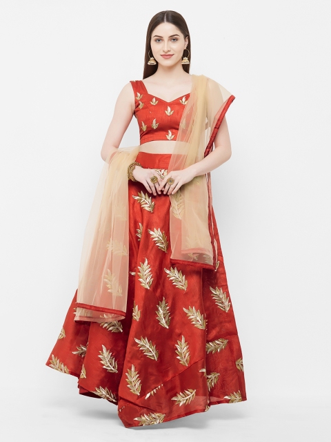 

Aasvaa Red Semi-Stitched Lehenga & Unstitched Blouse with Dupatta