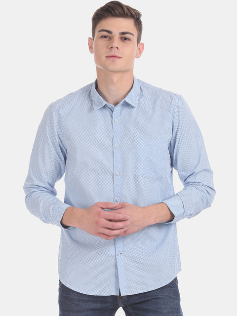 

Ruggers Men Blue Regular Fit Printed Casual Shirt