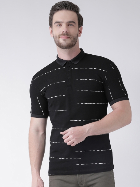 

Rex Straut Jeans Men Black Printed Polo Collar T-shirt