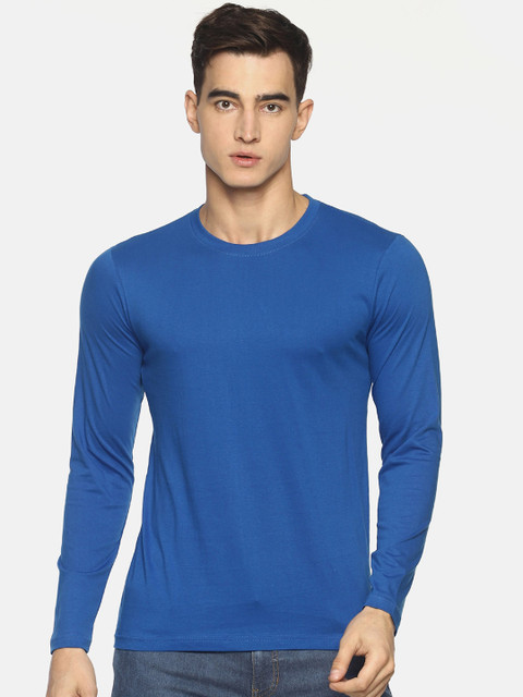 

Le Bison Men Blue Solid Round Neck T-shirt