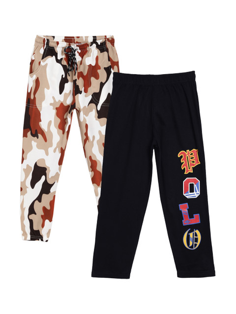 

SWEET ANGEL Boys Pack of 2 Printed Straight-Fit Track Pants, Black