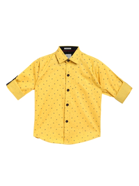 

Aj DEZInES Boys Yellow & Black Regular Fit Printed Casual Shirt
