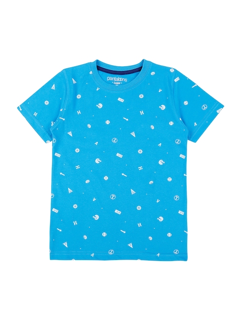 Pantaloons Junior Boys Blue Printed Round Neck T-shirt