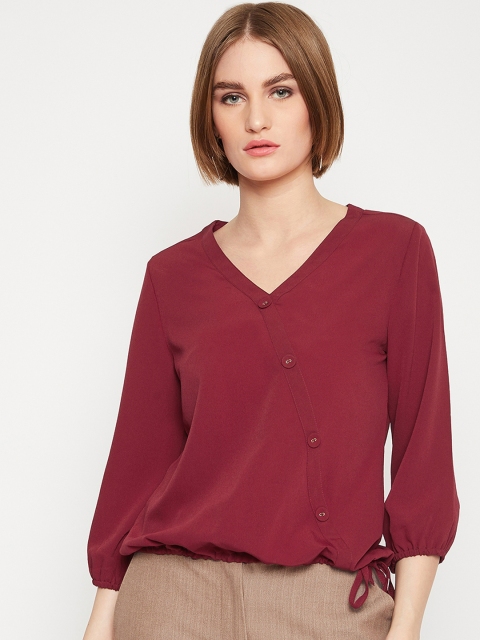 

Marie Claire Women Maroon Solid Blouson Top