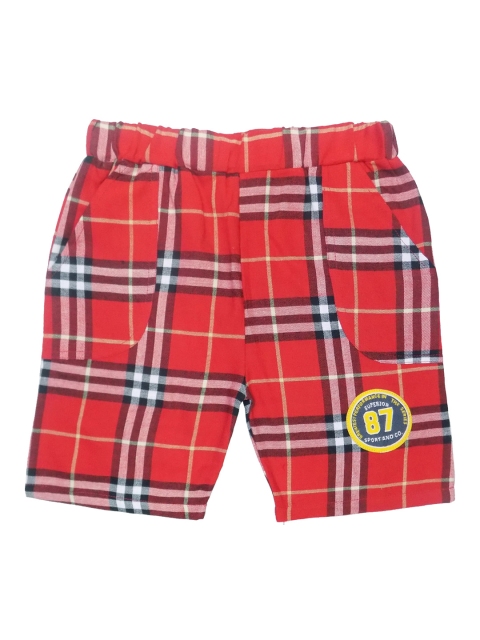 

SWEET ANGEL Boys Red & White Checked Regular Shorts