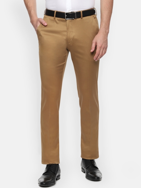 

Louis Philippe Men Khaki Brown Slim Fit Solid Formal Trousers