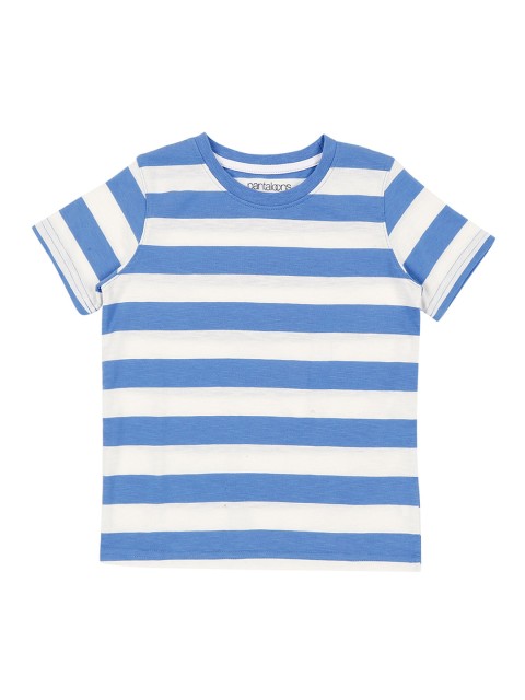 

Pantaloons Junior Boys Blue & White Striped Round Neck T-shirt