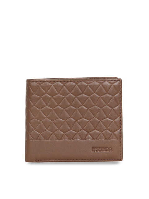 

ESBEDA Men Brown RFID Textured Two Fold Wallet