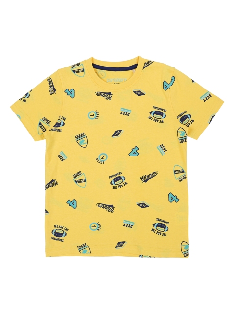 

Pantaloons Junior Boys Yellow & Blue Printed Round Neck T-shirt