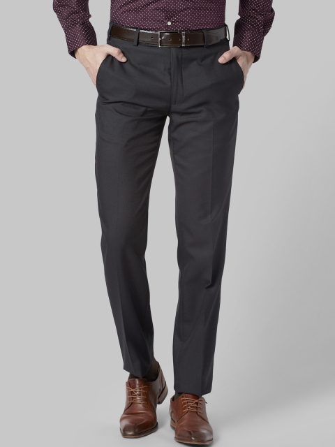 

Park Avenue Men Charcoal Grey Slim Fit Solid Formal Trousers