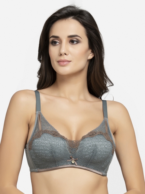 

AVANT-GARDE PARIS Grey Lace Non-Wired Heavily Padded Push-Up Bra 662204897086