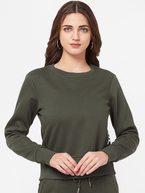 

bebe Women Olive Green Solid Sweatshirt