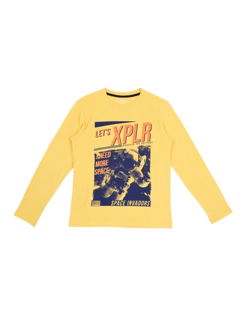 

Pantaloons Junior Boys Yellow Printed Round Neck T-shirt