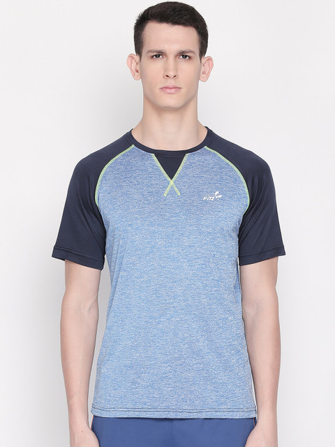 

FiTZ Men Blue Solid Round Neck T-shirt