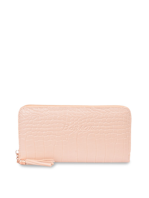 

Bagkok Women Beige Self Design Zip Around Wallet
