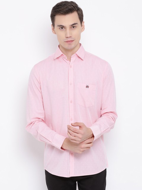 

Crimsoune Club Men Pink Standard Slim Fit Self Design Casual Shirt
