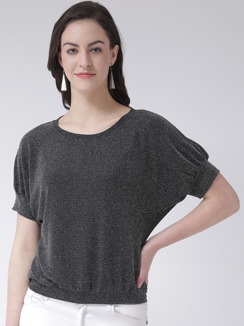 

Latin Quarters Women Black Self Design Top