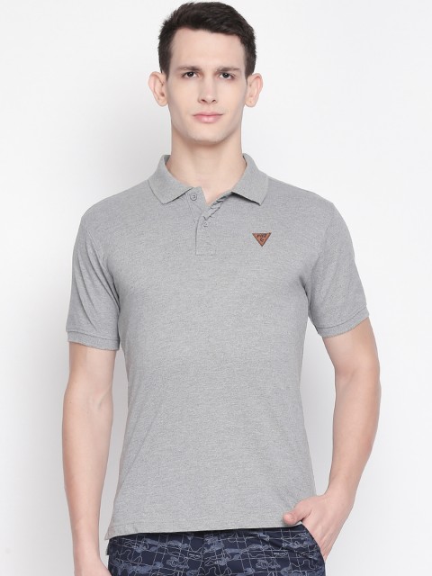 

FiTZ Men Grey Solid Polo Collar T-shirt