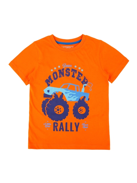 

Pantaloons Junior Boys Orange Printed Round Neck T-shirt