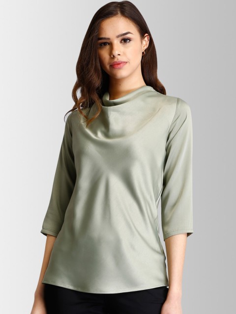 

FableStreet Women Green Solid Top
