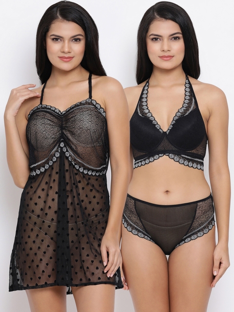 

Clovia Black Solid Baby Doll