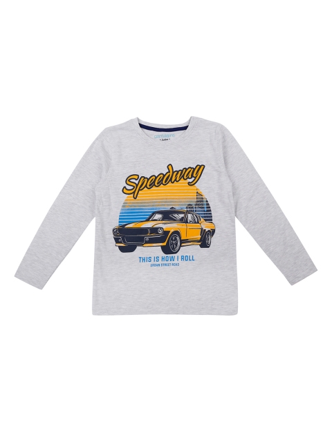 

Pantaloons Junior Boys Grey Melange Printed Round Neck T-shirt