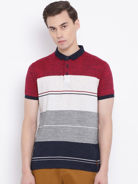 

Crimsoune Club Men Red Colourblocked Polo Collar T-shirt