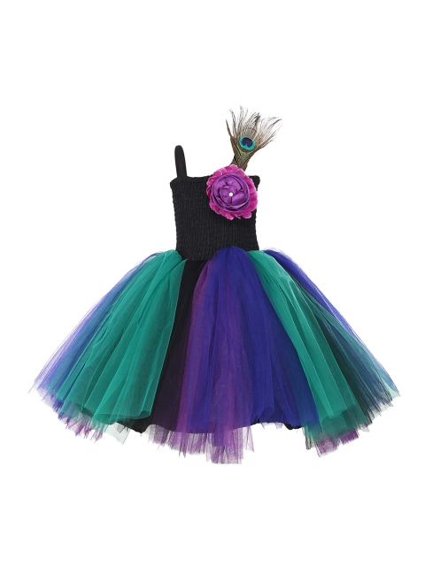 

Samsara Couture Girls Multicoloured Colourblocked Fit and Flare Dress, Multi