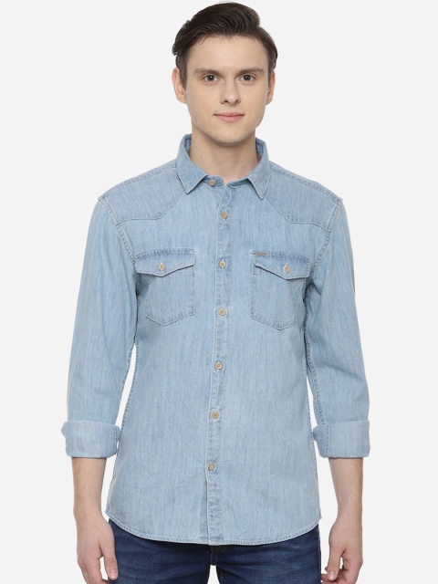 

People Men Blue Regular Fit Solid Casual Shirt