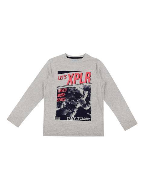

Pantaloons Junior Boys Grey & Red Printed Round Neck T-shirt
