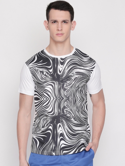 

FiTZ Men White & Black Printed Round Neck T-shirt