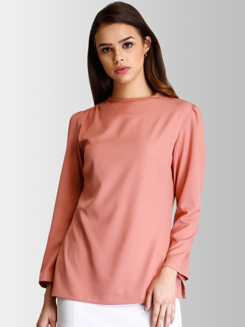 

FableStreet Women Coral Pink Solid Top