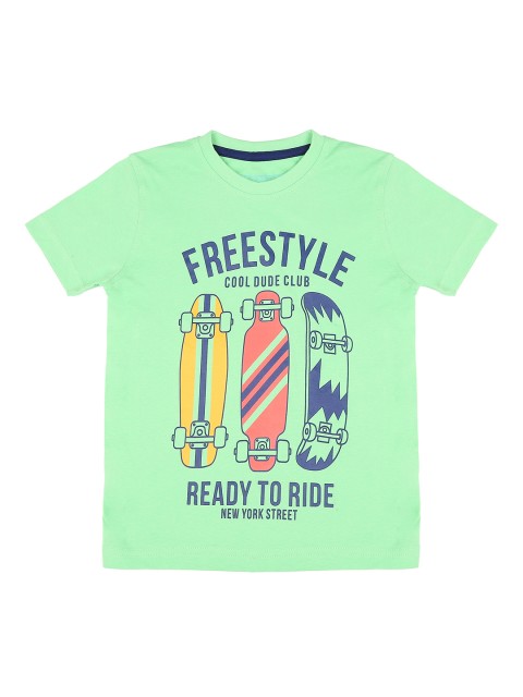 

Pantaloons Junior Boys Green Printed Round Neck T-shirt