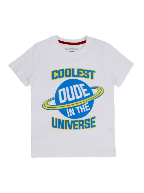 

Pantaloons Junior Boys White Printed Round Neck T-shirt