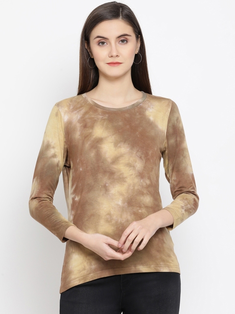 

Crimsoune Club Women Brown Dyed Slim Fit Round Neck T-shirt