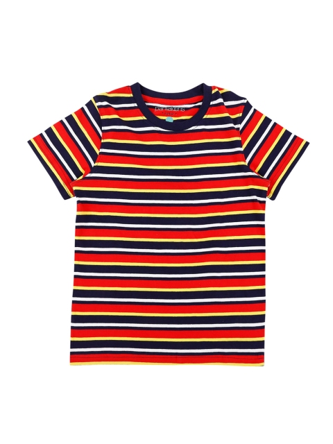 

Pantaloons Junior Boys Red & Black Striped Round Neck T-shirt