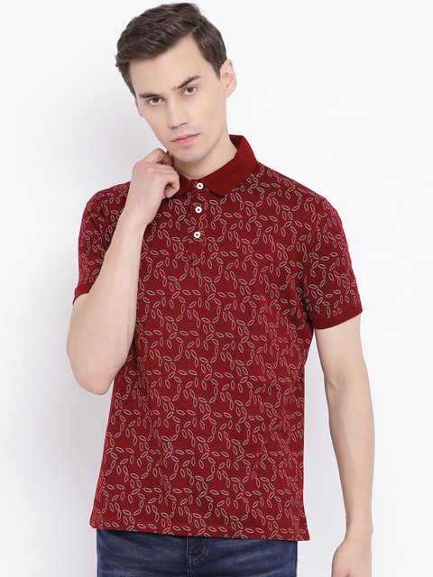 

Crimsoune Club Men Red Printed Polo Collar T-shirt