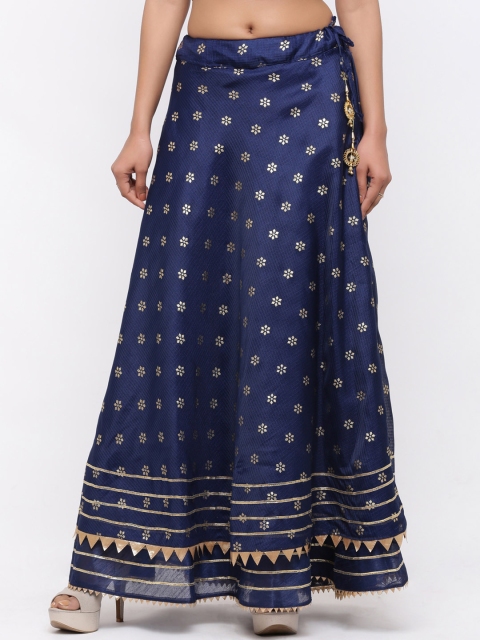 

SOUNDARYA Women Navy Blue Printed Flared Maxi Skirt