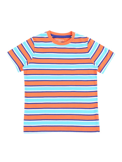 

Pantaloons Junior Boys Orange & Blue Striped Round Neck T-shirt