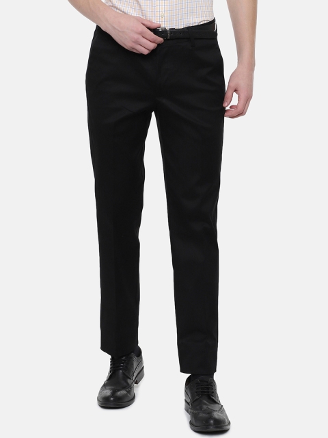 

Louis Philippe Men Black Slim Fit Solid Regular Trousers