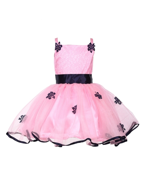 

Samsara Couture Girls Pink Self Design Fit and Flare Dress